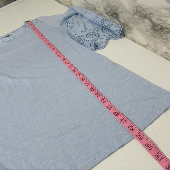 J. Jill Eyelet Bell Sleeve Tunic Top Blue | Size Small - Picture 14 of 16